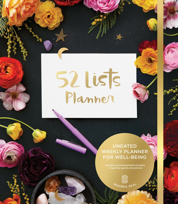 52 Lists Planner Undated 12-month Monthly/Weekly Spiral Planner with Pockets (Black Floral)