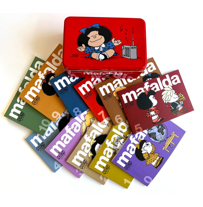11 tomos de MAFALDA en una lata roja (Edición limitada) / 11 Mafalda's titles in  a red can (Limited Edition)