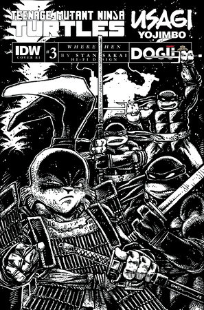 Teenage Mutant Ninja Turtles/Usagi Yojimbo: WhereWhen #3 Variant RI (100) (Eastman B&W)